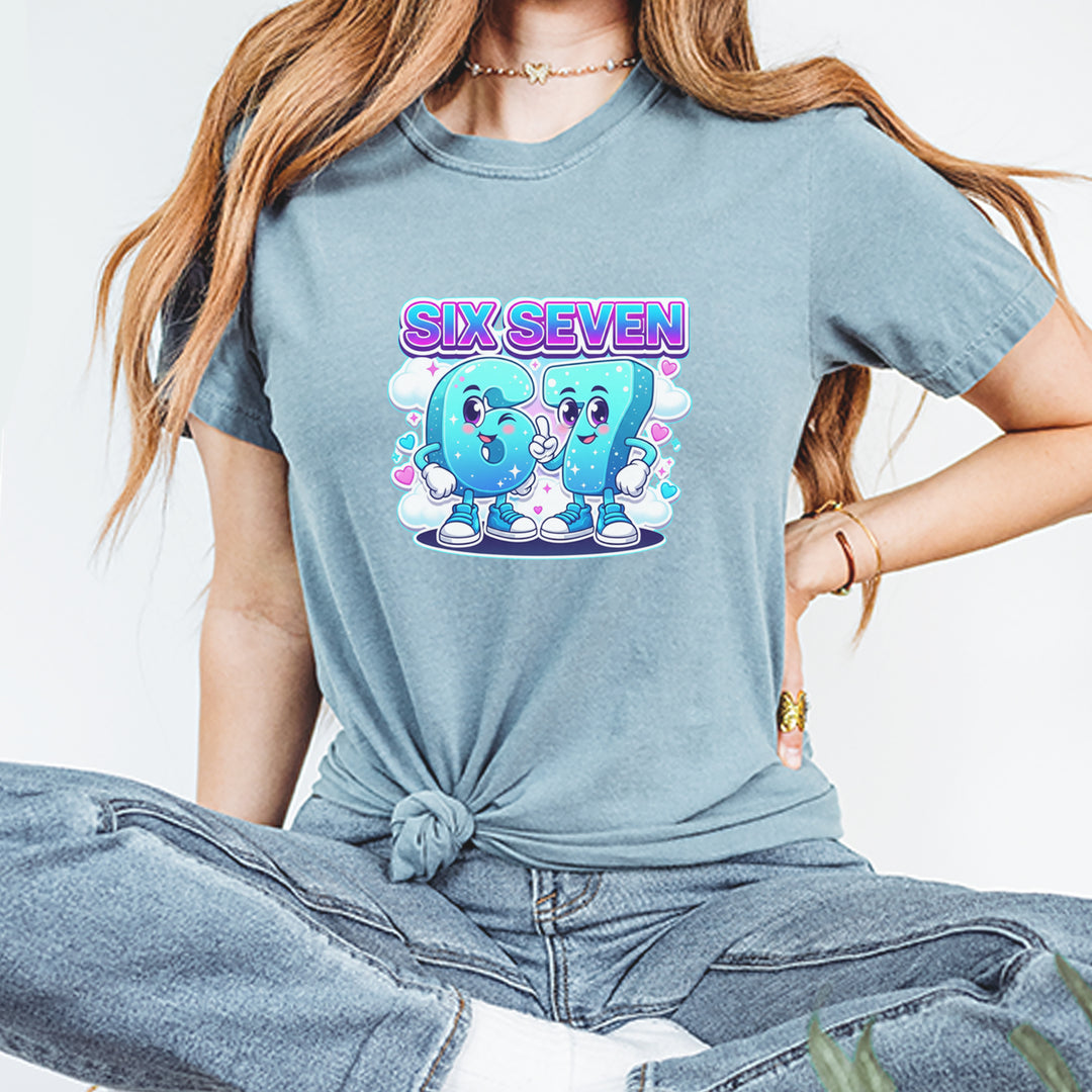 67 Six Seven Meme Kawaii Cloud Vintage Soft Unisex T-shirt 