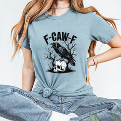 F-Caw-F Crow On Skull F-ck Off Gothic Vintage Soft Unisex T-shirt 