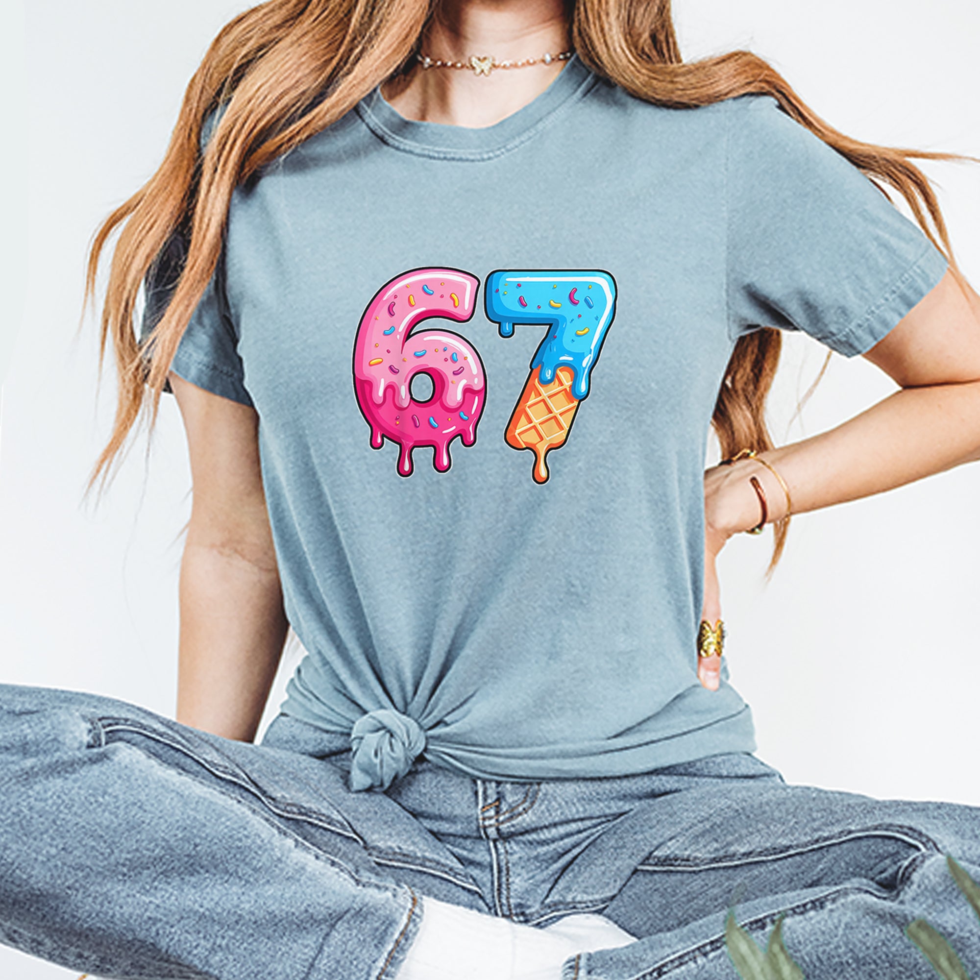 67 Dripping Ice Cream Donut Melt Vintage Soft Unisex T-shirt 