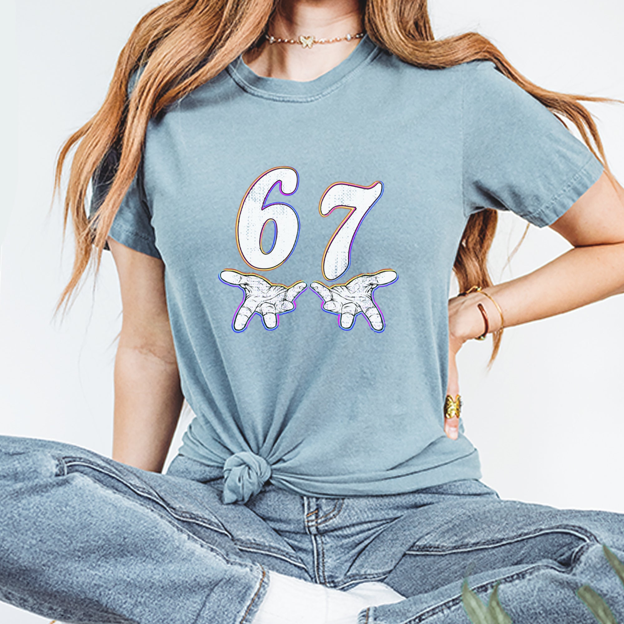 67 Hands Meme Viral Drill Vintage Soft Unisex T-shirt 