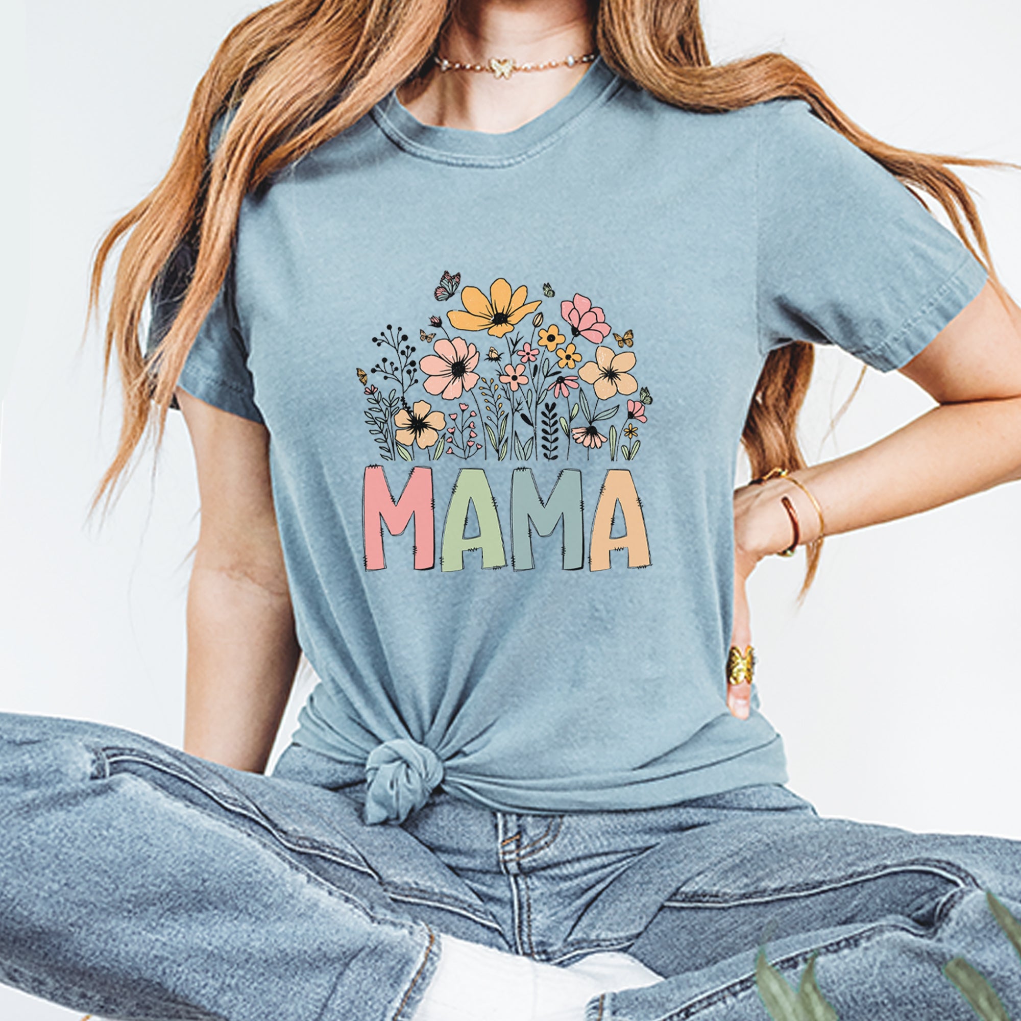 Mama Wildflower Retro Flower Vintage Soft Unisex T-shirt 