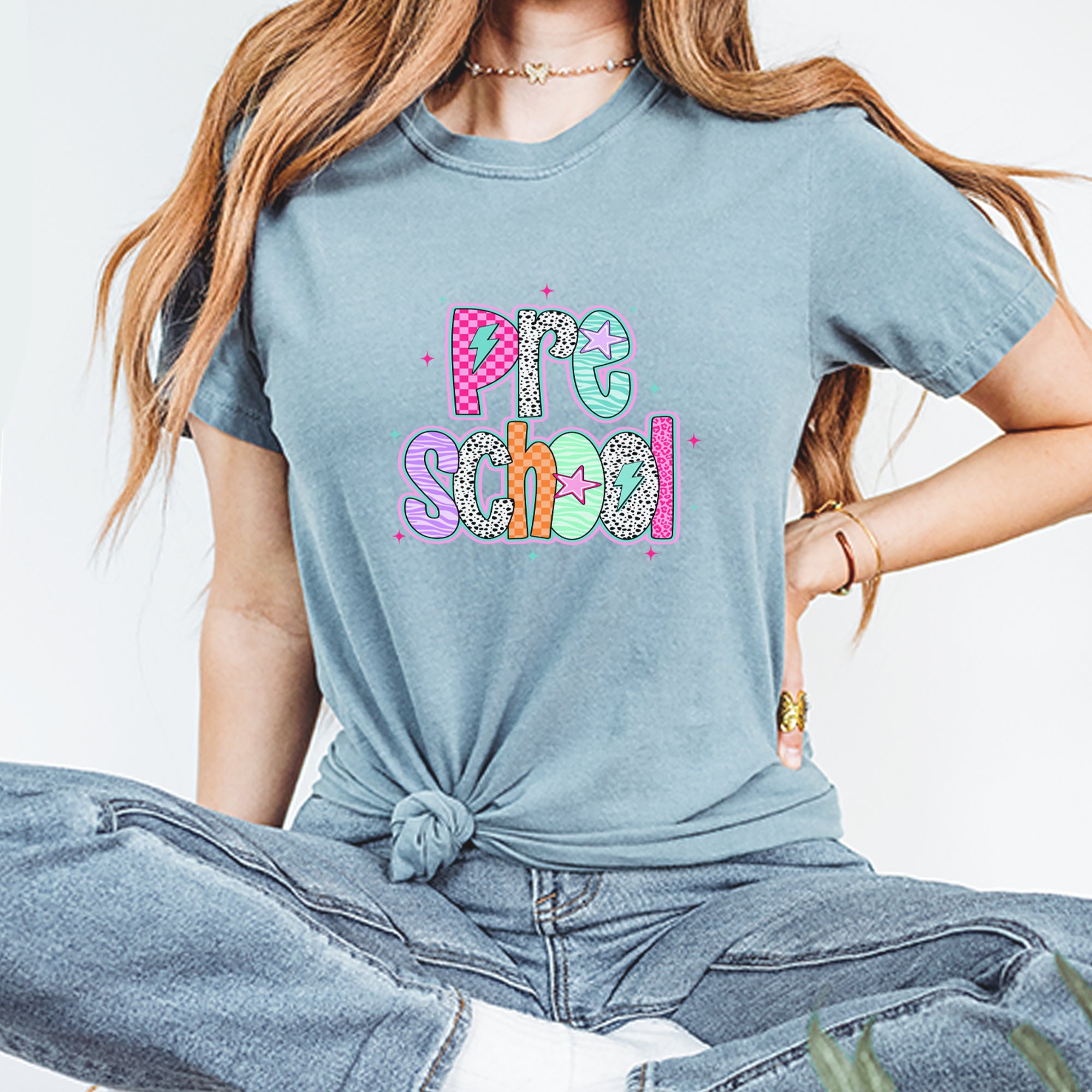 Preschool Power Colorful Back to School Vintage Soft Unisex T-shirt 
