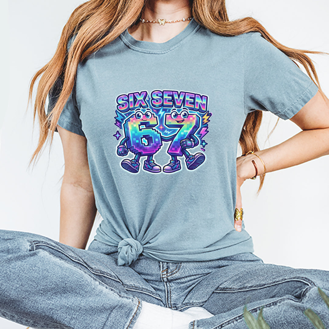 Six Seven 67 Retro Pixel Buddies Vintage Soft Unisex T-shirt 