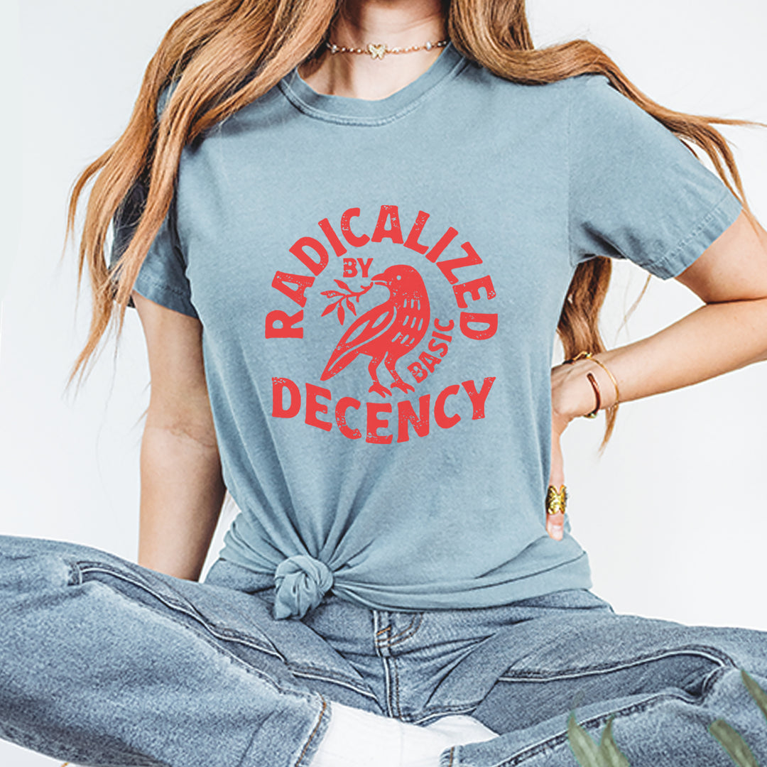 Radicalized by Basic Decency Dove Protest Statement Vintage Soft Unisex T-shirt 