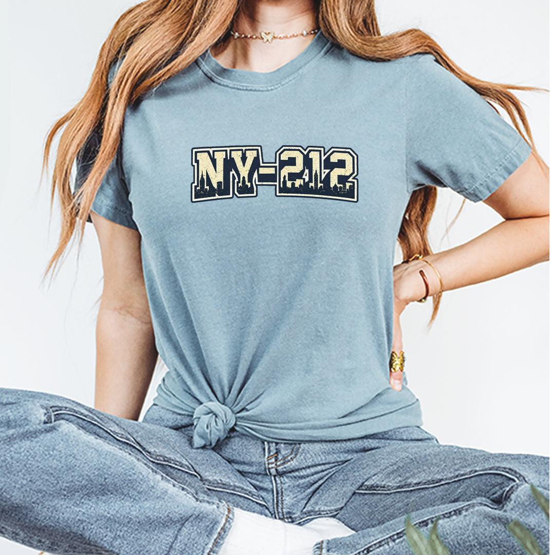 New York City 212 Area Code Skyline  Vintage Soft Unisex T-shirt 