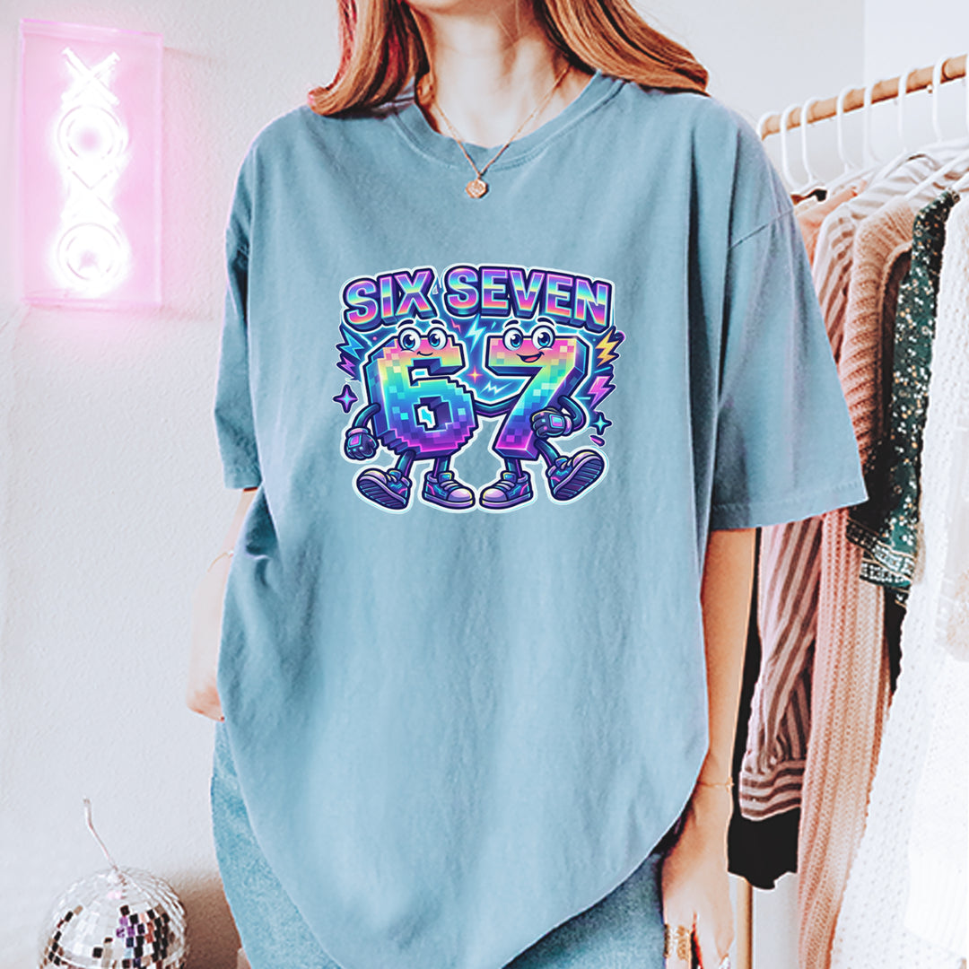 Six Seven 67 Retro Pixel Buddies Vintage Soft Unisex T-shirt 