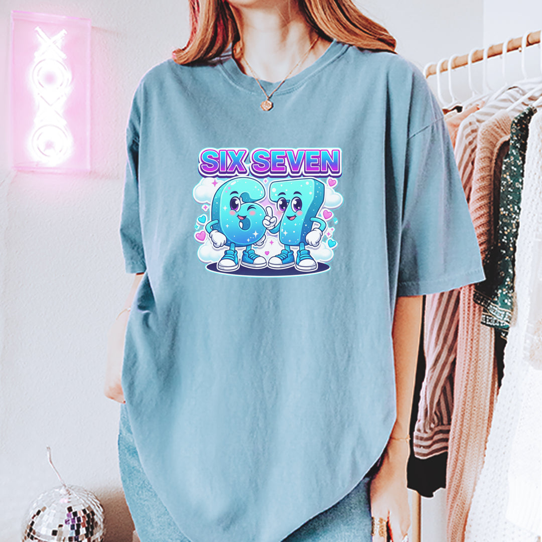 67 Six Seven Meme Kawaii Cloud Vintage Soft Unisex T-shirt 