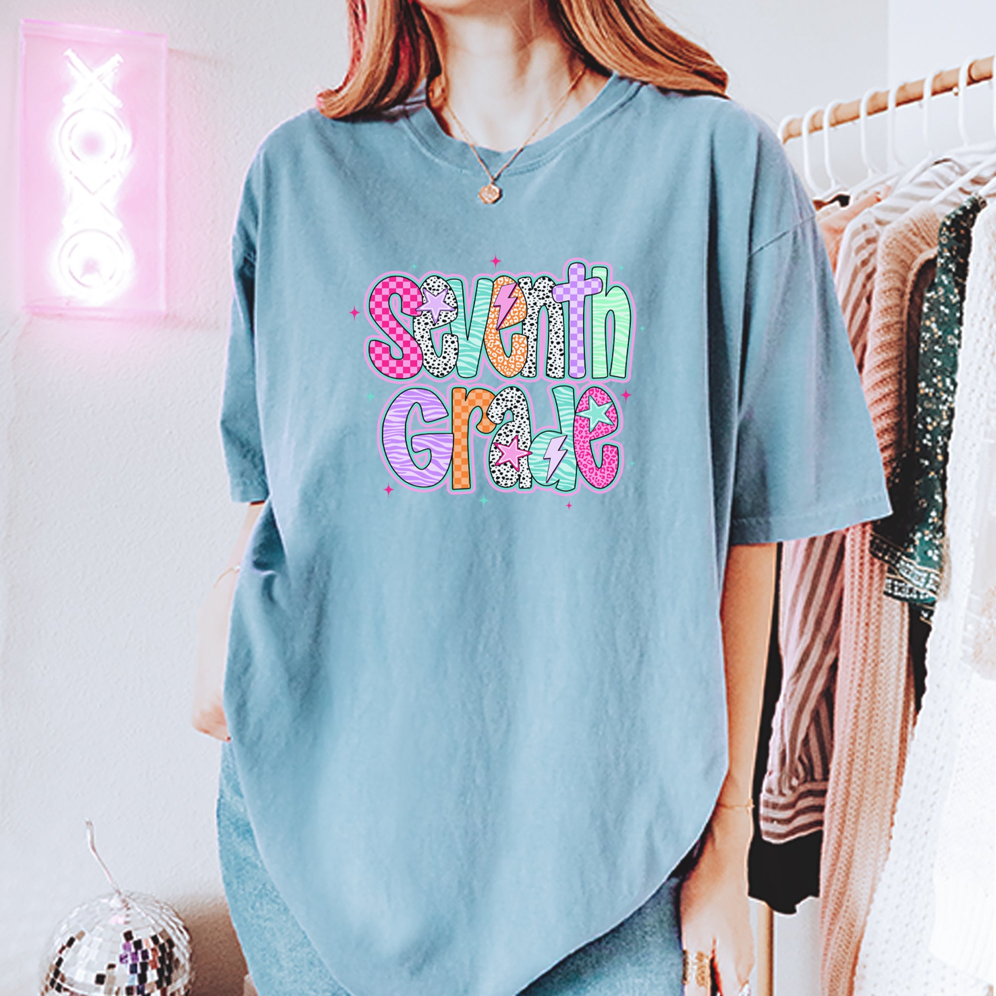 Seventh Grade Swagger Colorful Back to School Vintage Soft Unisex T-shirt 