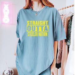 Straight Outta Steeler Nation Football graphic on Garment-Dyed Heavyweight Unisex T-Shirt alternate view 15