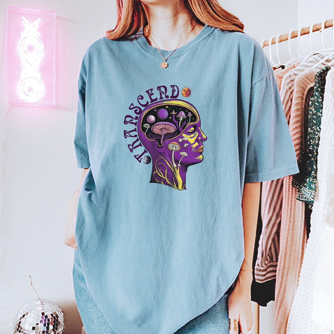 Psychedelic Cosmic Mushroom Head Vintage Soft Unisex T-shirt 