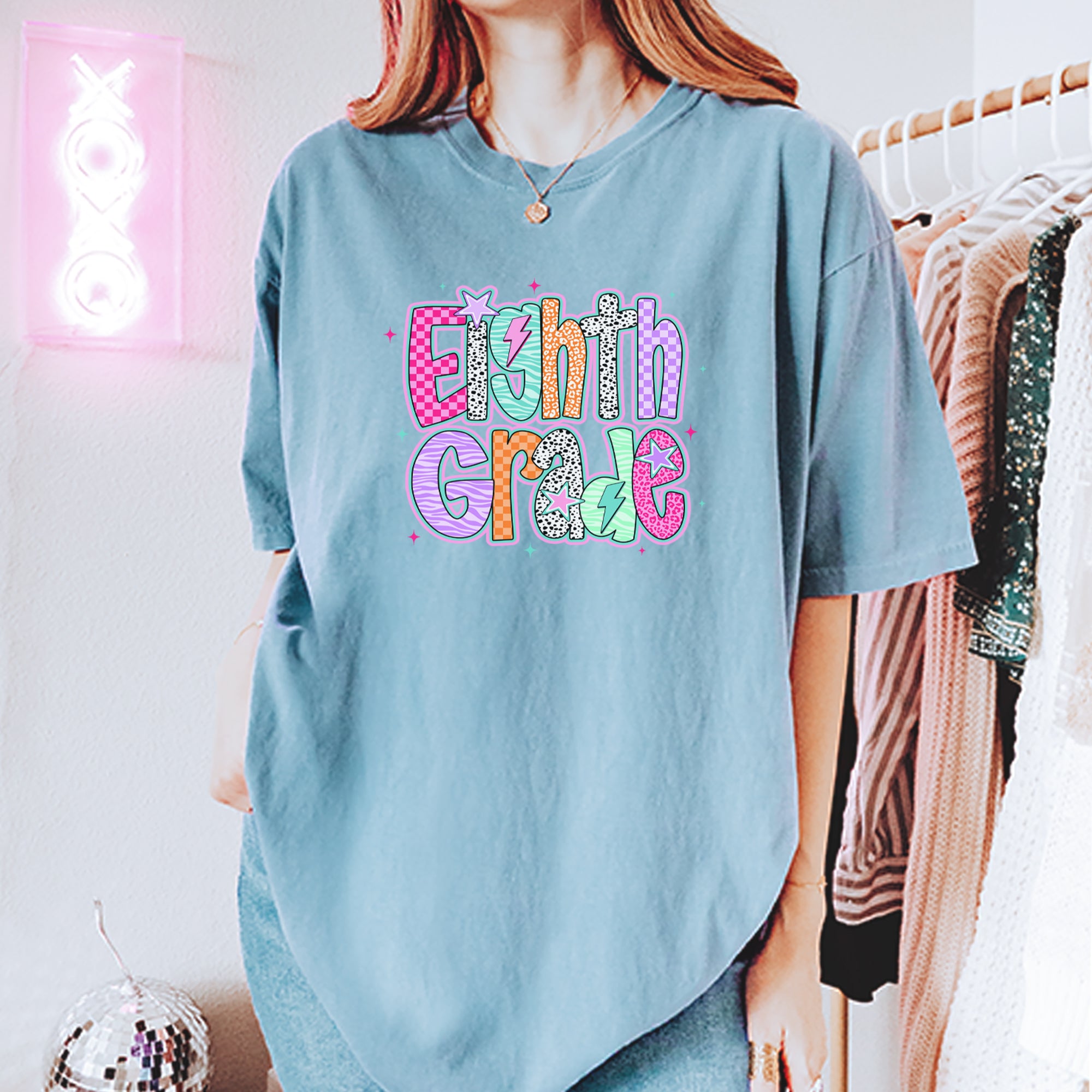 Eighth Grade Energy Colorful Back to School Vintage Soft Unisex T-shirt 