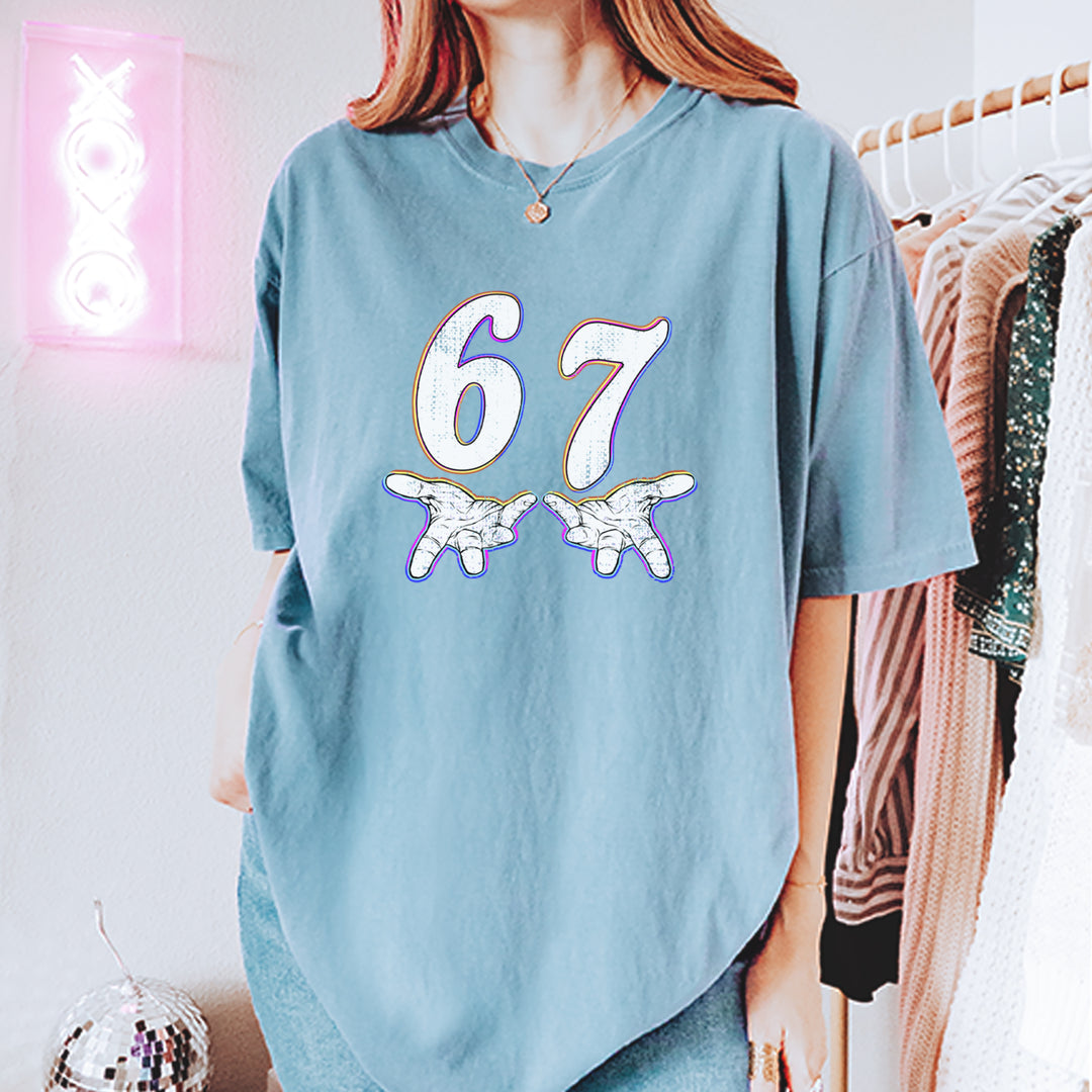 67 Hands Meme Viral Drill Vintage Soft Unisex T-shirt 