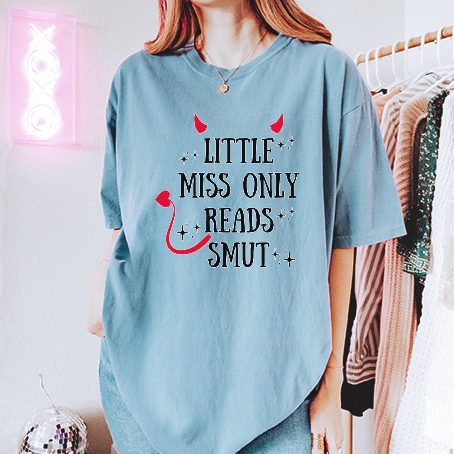 Little Miss Only Reads Smut Devilish Vintage Soft Unisex T-shirt 