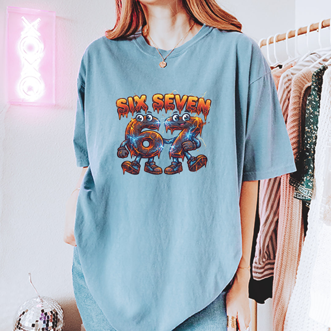 67 Lava Lightning Six Seven Meme Vintage Soft Unisex T-shirt 