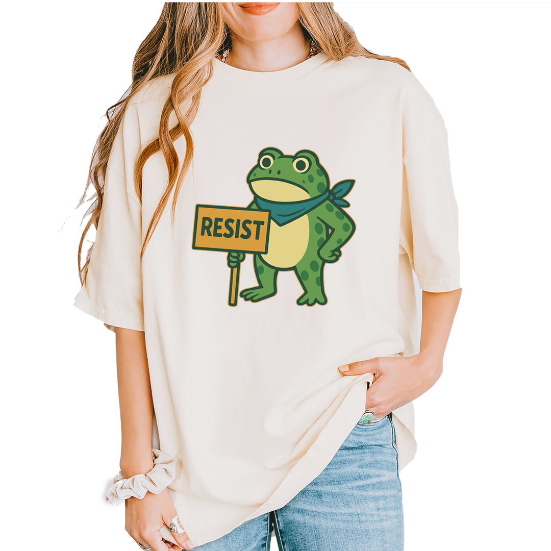 Sign Resist Meme Frog Protest Vintage Soft Unisex T-shirt Ivory