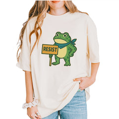 Sign Resist Meme Frog Protest Vintage Soft Unisex T-shirt Ivory