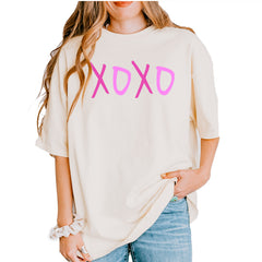 XOXO Pink Print Vintage Soft Unisex T-shirt Ivory