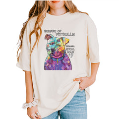 Beware Of Pit Bulls, They Will Steal Your Heart  Vintage Soft Unisex T-shirt Ivory