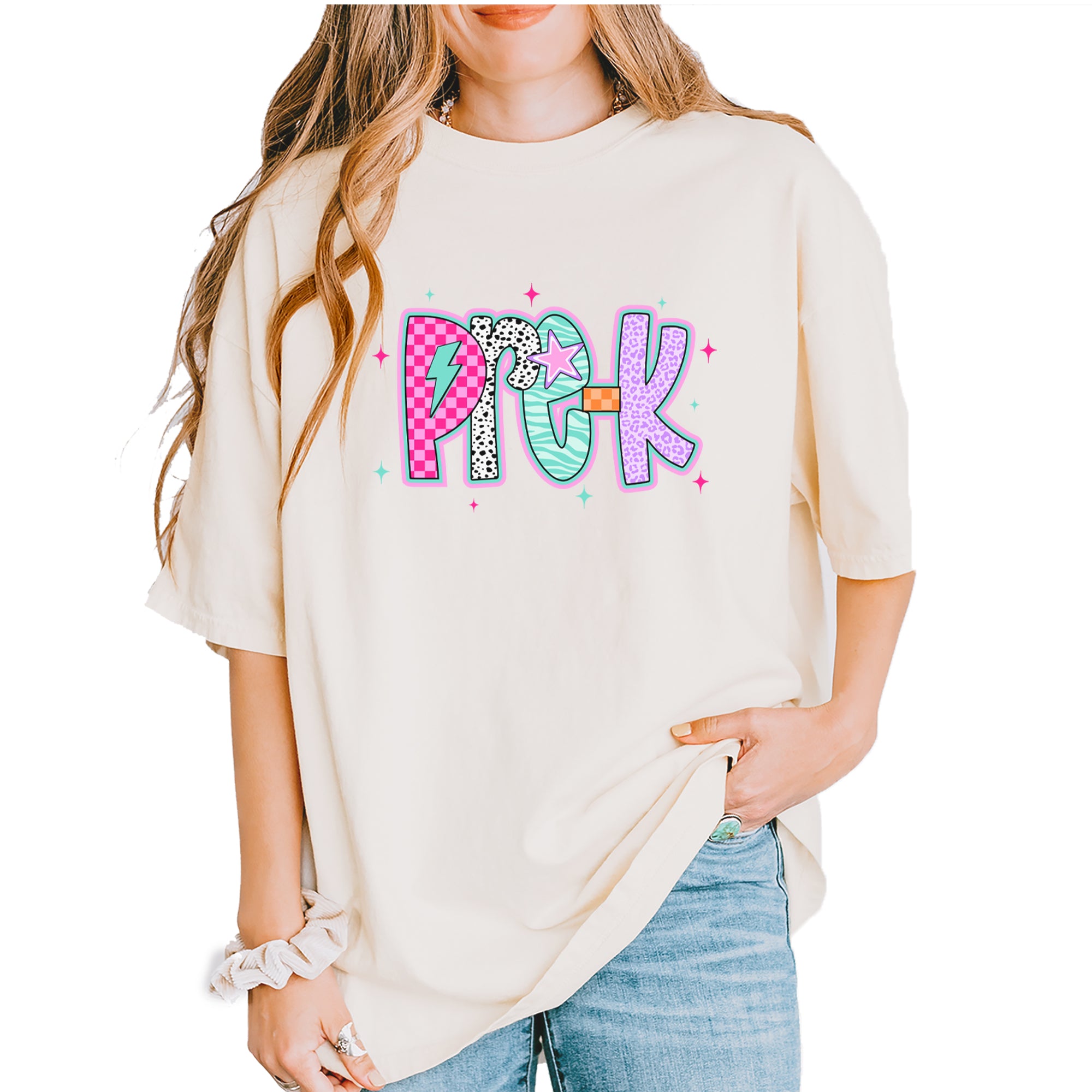 Pre-K Party Time Colorful Back to School Vintage Soft Unisex T-shirt Ivory