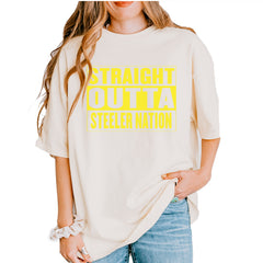 Straight Outta Steeler Nation Football  Vintage Soft Unisex T-shirt Ivory