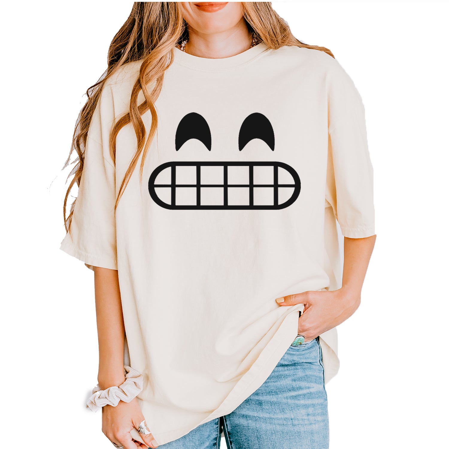 Emoticon Grinning Smile Face Vintage Soft Unisex T-shirt