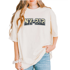 New York City 212 Area Code Skyline  Vintage Soft Unisex T-shirt Ivory