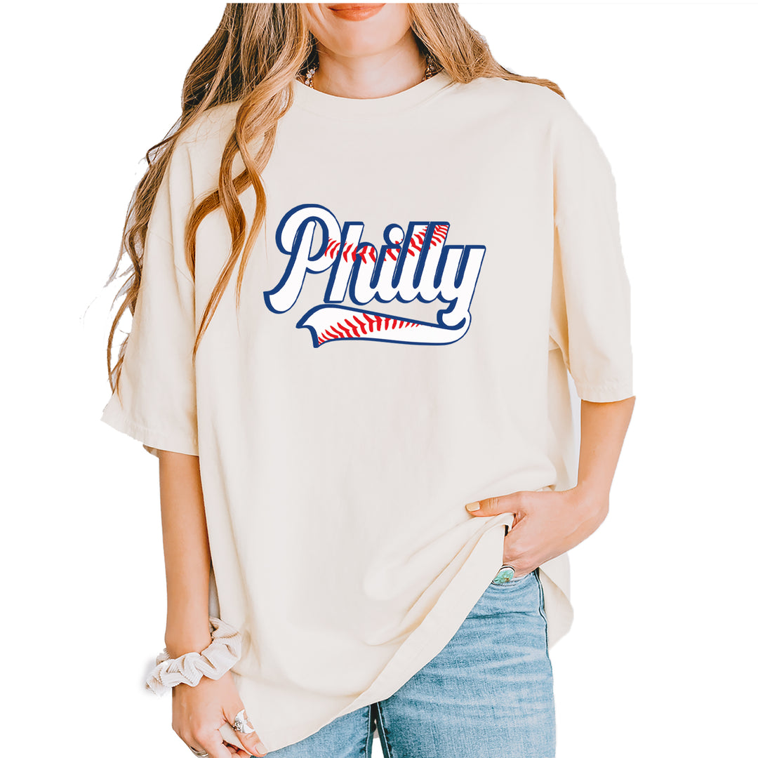 Philly Baseball Stitching Vintage Soft Unisex T-shirt Ivory
