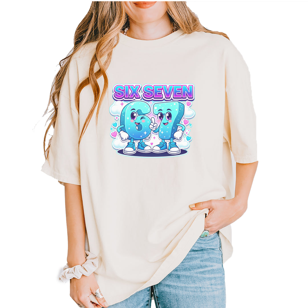 67 Six Seven Meme Kawaii Cloud Vintage Soft Unisex T-shirt Ivory