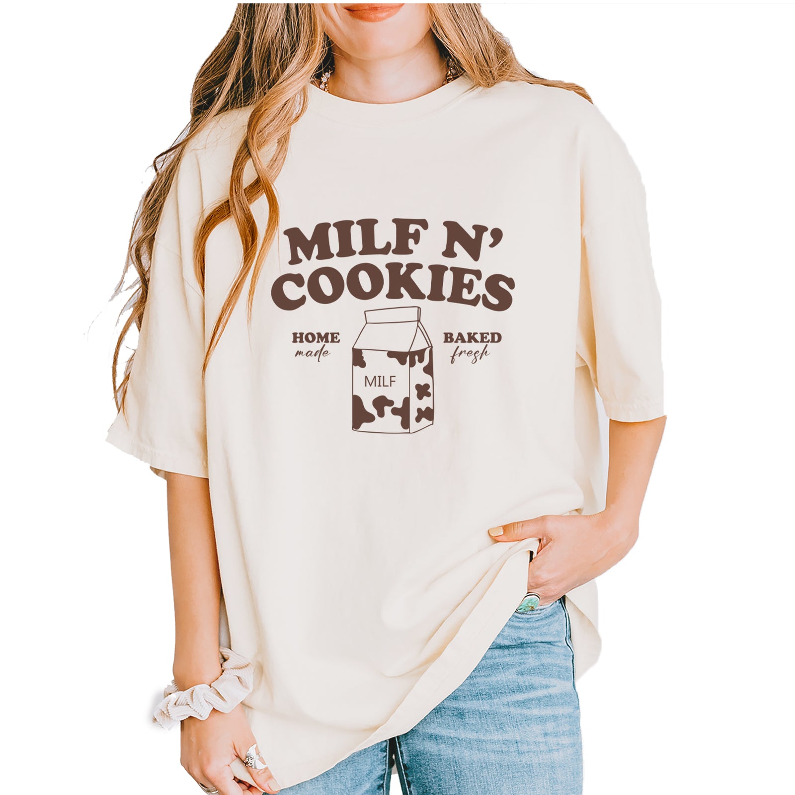 Milf And Cookies Vintage Soft Unisex T-shirt Ivory