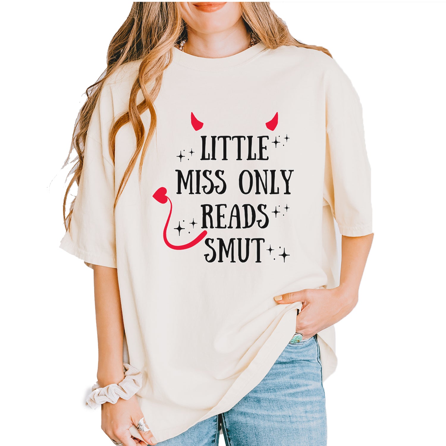 Little Miss Only Reads Smut Devilish Vintage Soft Unisex T-shirt Ivory
