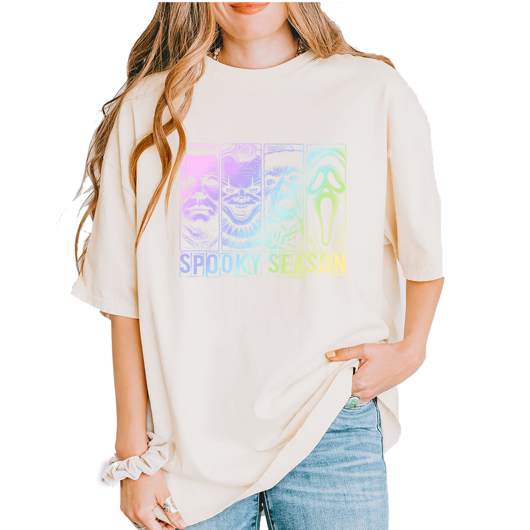 Spooky Season Horror Icons Halloween Vintage Soft Unisex T-shirt Ivory