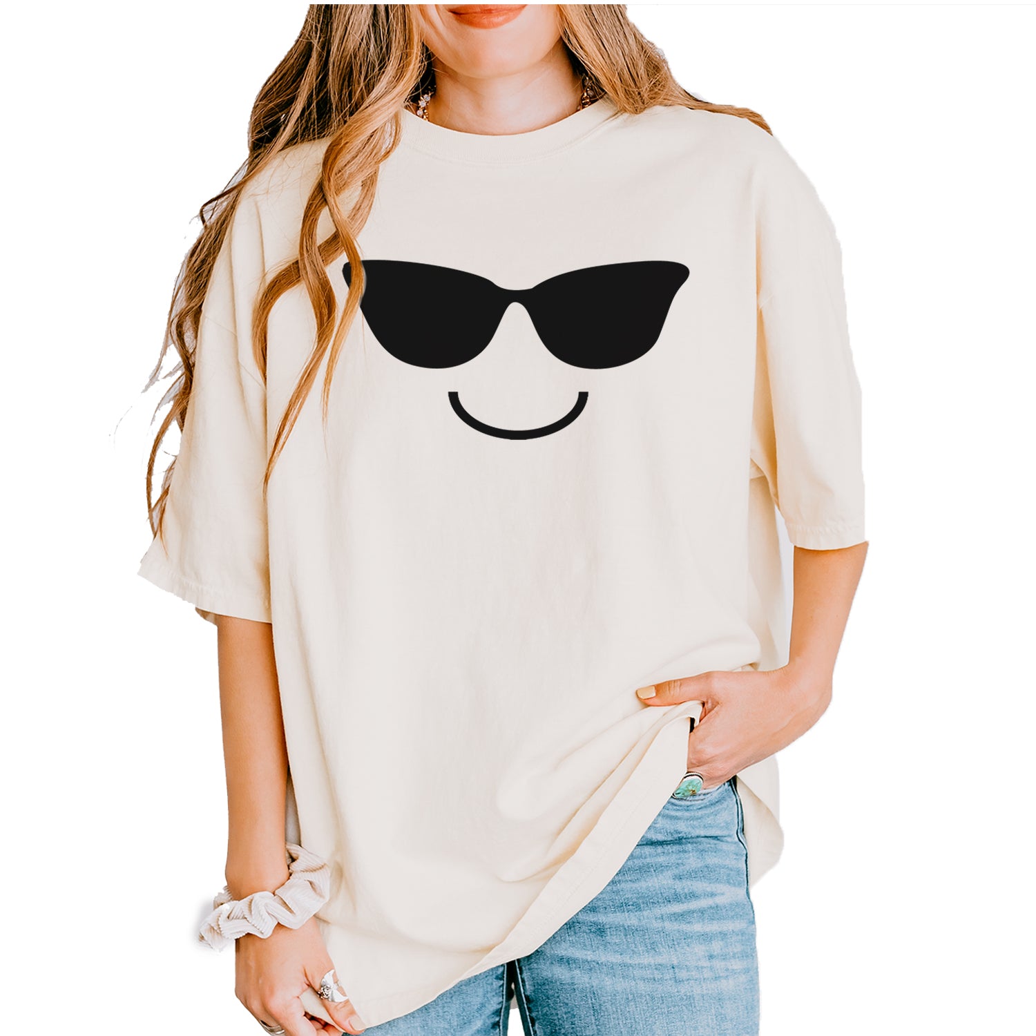 Emoticon Sunglasses Smile Face Vintage Soft Unisex T-shirt
