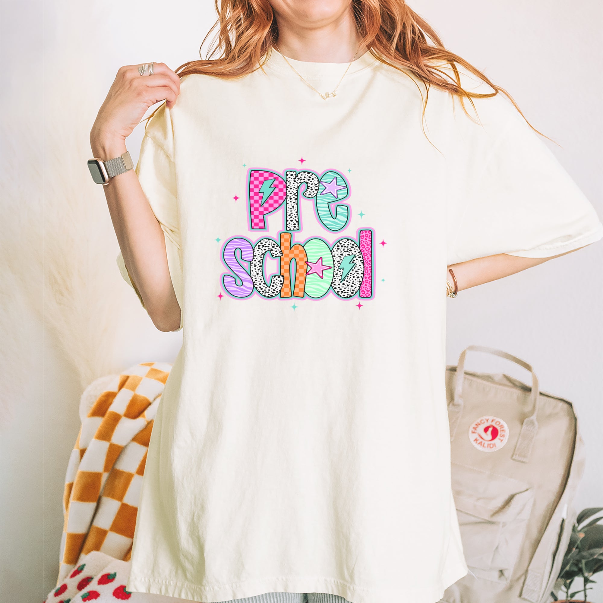 Preschool Power Colorful Back to School Vintage Soft Unisex T-shirt 