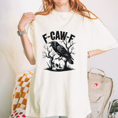 F-Caw-F Crow On Skull F-ck Off Gothic Vintage Soft Unisex T-shirt 