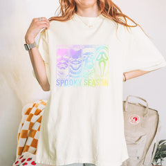 Spooky Season Horror Icons Halloween Vintage Soft Unisex T-shirt 