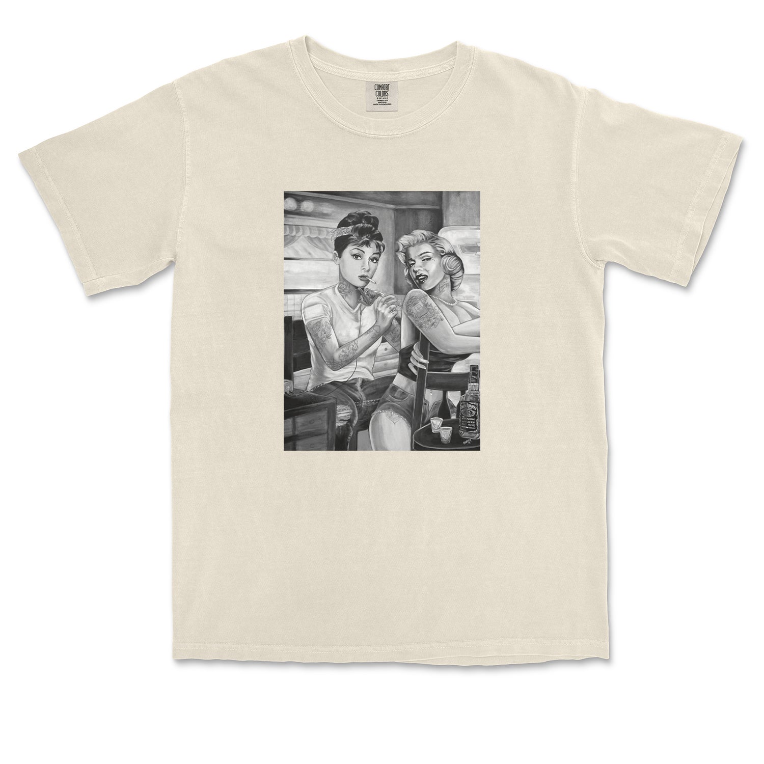 Monroe and Audrey Hepburn Tattooed Icons Vintage Soft Unisex T-shirt 