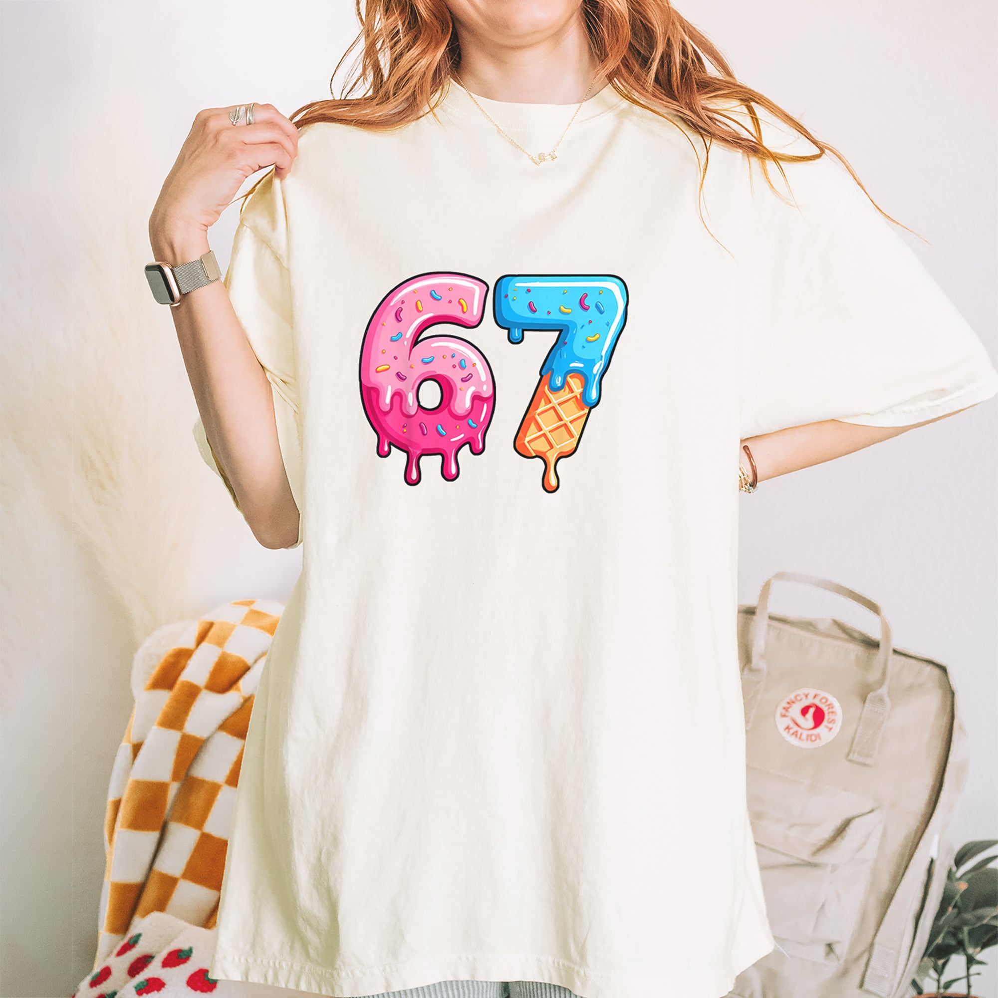 67 Dripping Ice Cream Donut Melt Vintage Soft Unisex T-shirt 