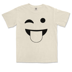 Emoticon Tongue Hanging Out Smile Face graphic on Garment-Dyed Heavyweight Unisex T-Shirt