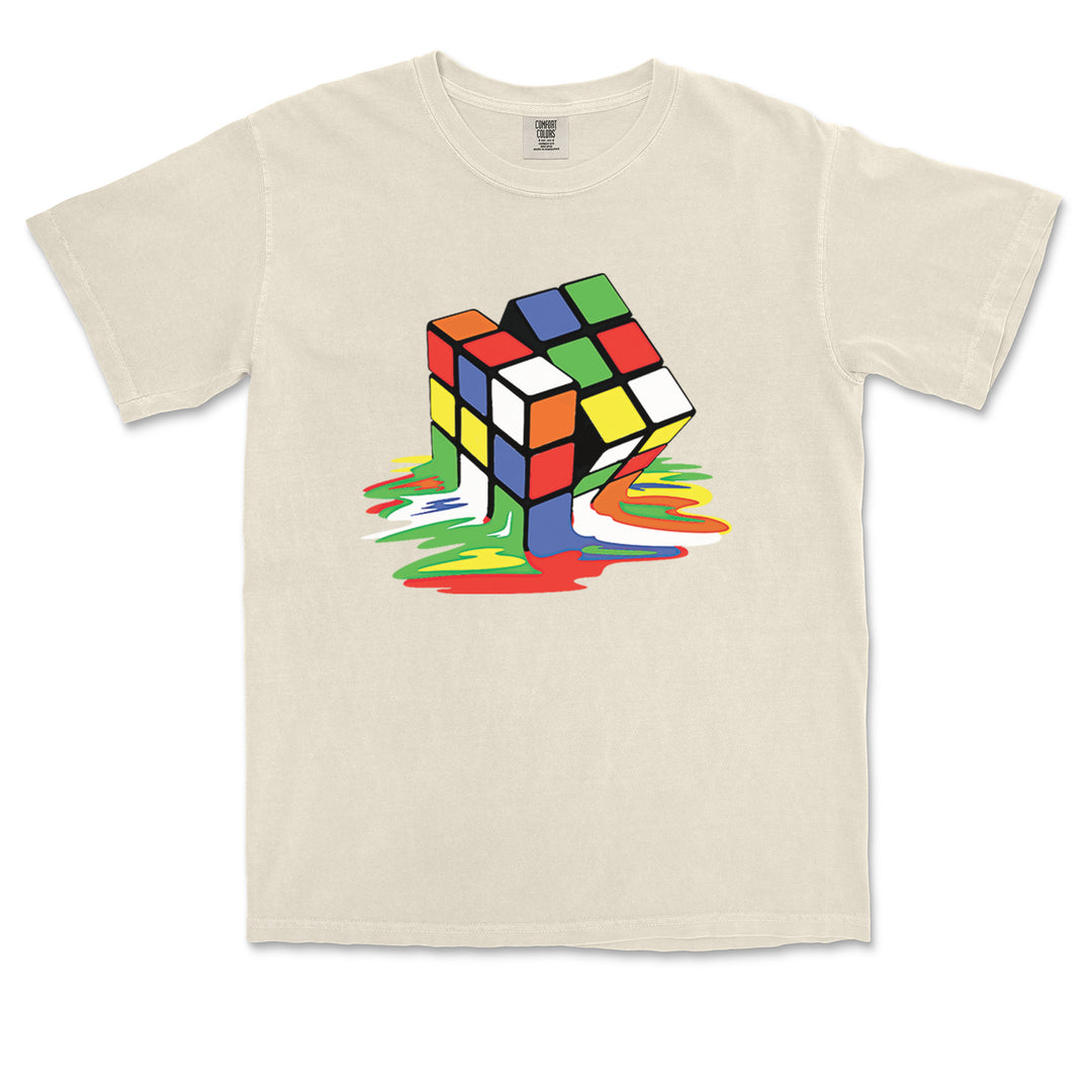 Melting Multi-Colored Cube graphic on Garment-Dyed Heavyweight Unisex T-Shirt alternate view 8