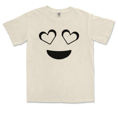 Emoticon Heart Eyes Smile Face graphic on Garment-Dyed Heavyweight Unisex T-Shirt
