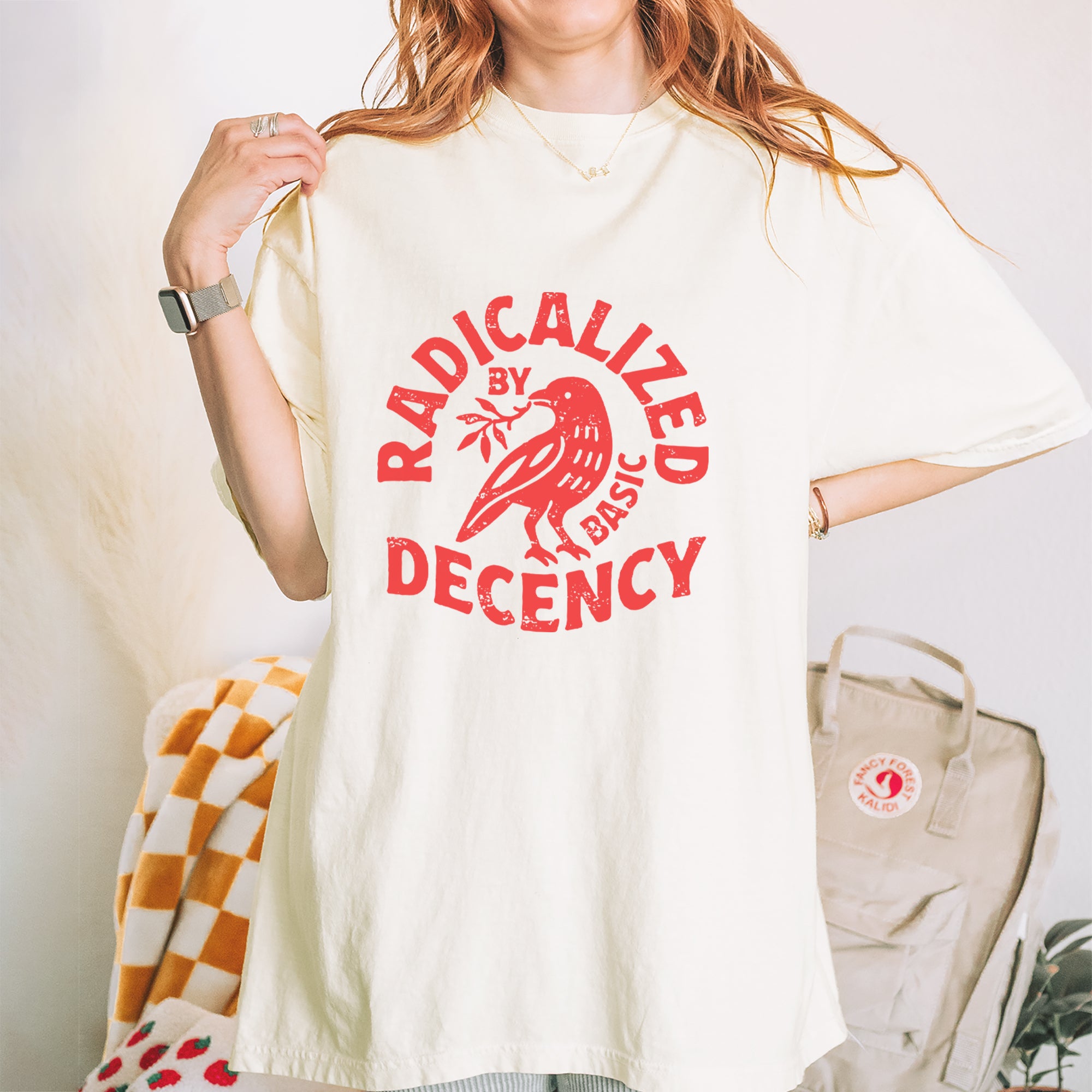 Radicalized by Basic Decency Dove Protest Statement Vintage Soft Unisex T-shirt 