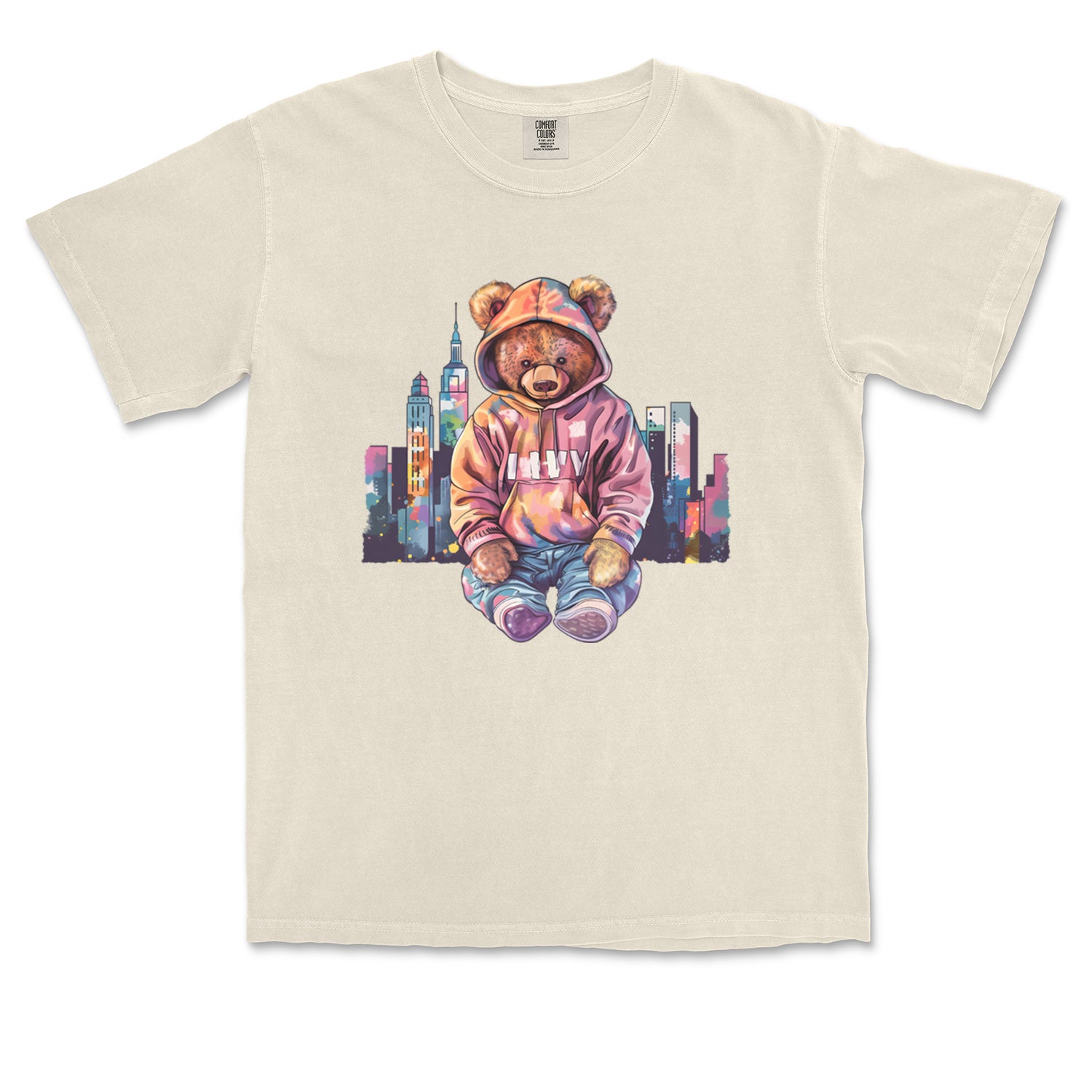 City Skyline Urban Graffiti Bear Vintage Soft Unisex T-shirt 