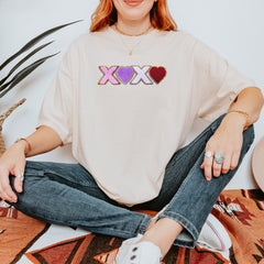 XOXO Chenille Patch Valentines Days Vintage Soft Unisex T-shirt 