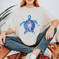 Ocean Aura Tie-Dye Sea Turtle graphic on Garment-Dyed Heavyweight Unisex T-Shirt alternate view 9