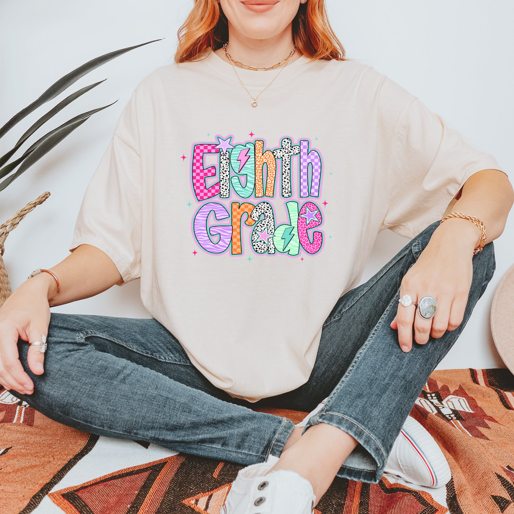 Eighth Grade Energy Colorful Back to School Vintage Soft Unisex T-shirt 