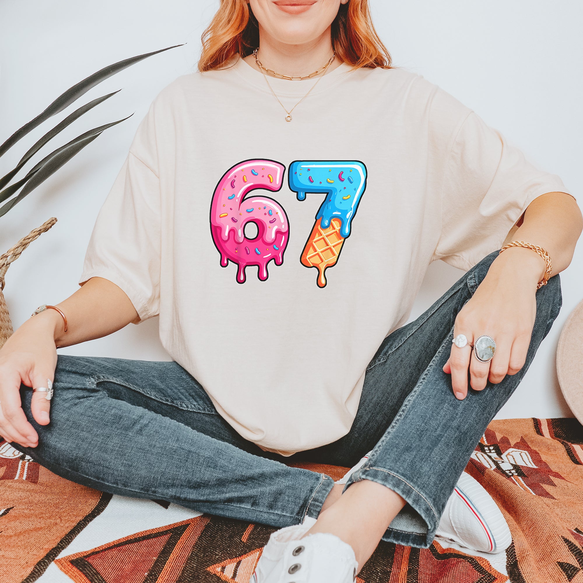 67 Dripping Ice Cream Donut Melt Vintage Soft Unisex T-shirt 