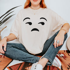 Emoticon Whatever Smile Face graphic on Garment-Dyed Heavyweight Unisex T-Shirt alternate view 2