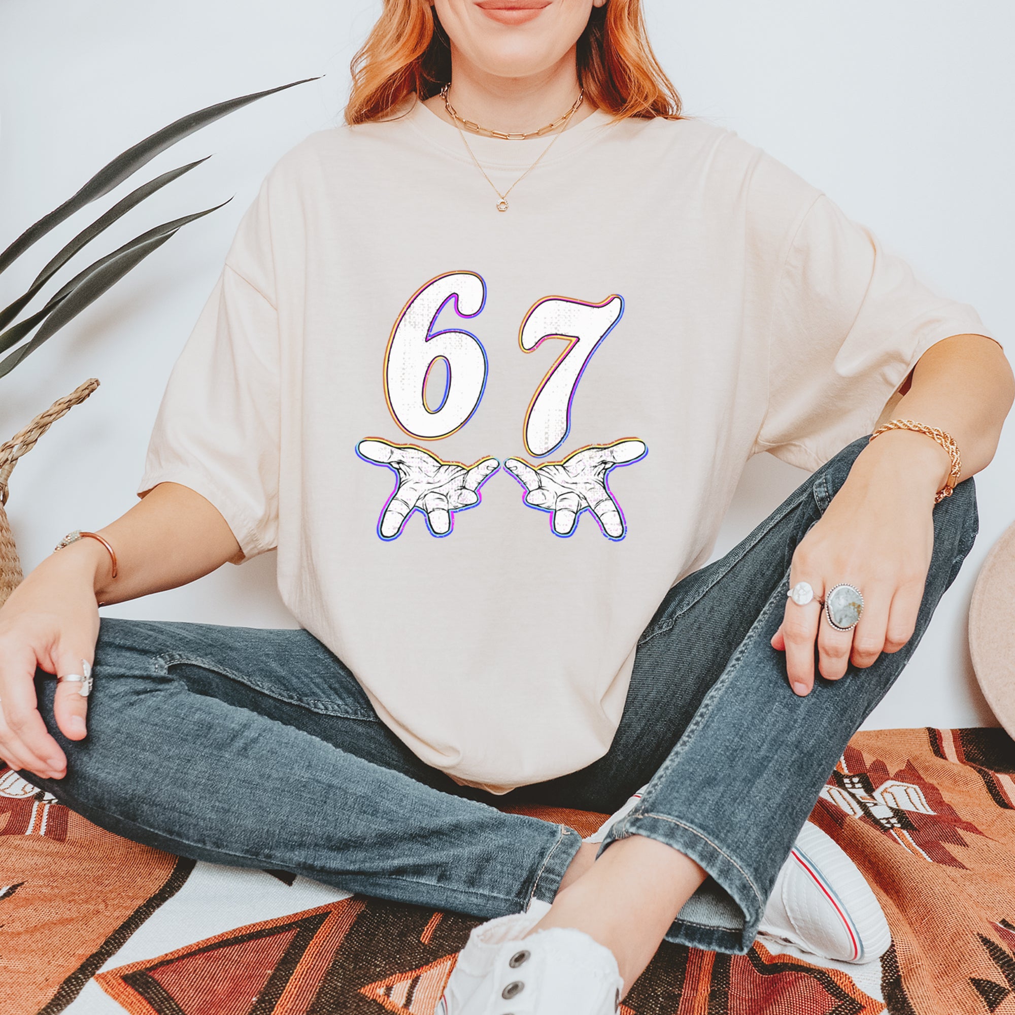 67 Hands Meme Viral Drill Vintage Soft Unisex T-shirt 