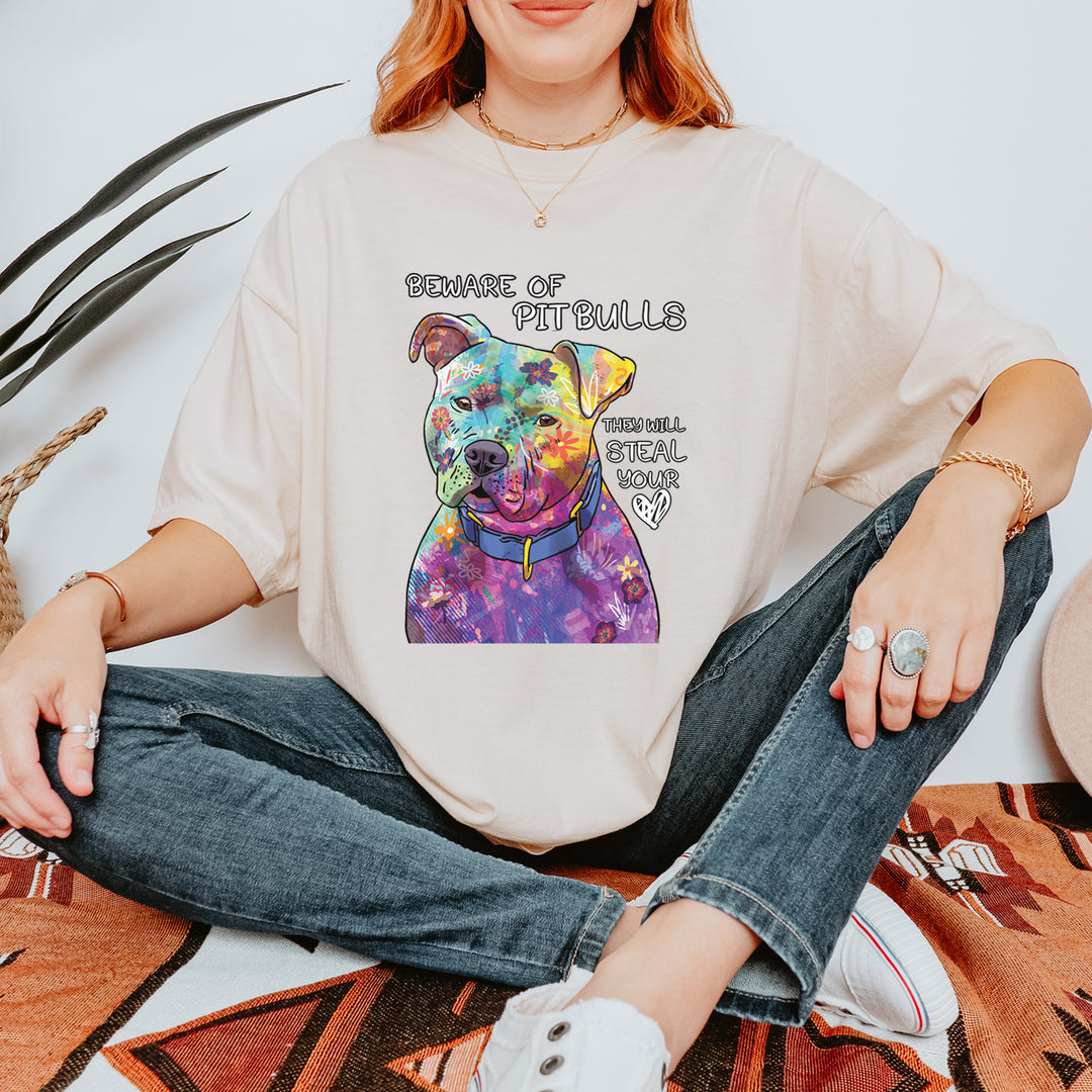 Beware Of Pit Bulls, They Will Steal Your Heart  Vintage Soft Unisex T-shirt 