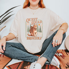 Quest Squad Broccoli Cat Fantasy Reader  Vintage Soft Unisex T-shirt 